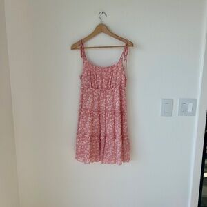 GAOVOT pink floral tiered sundress – size M